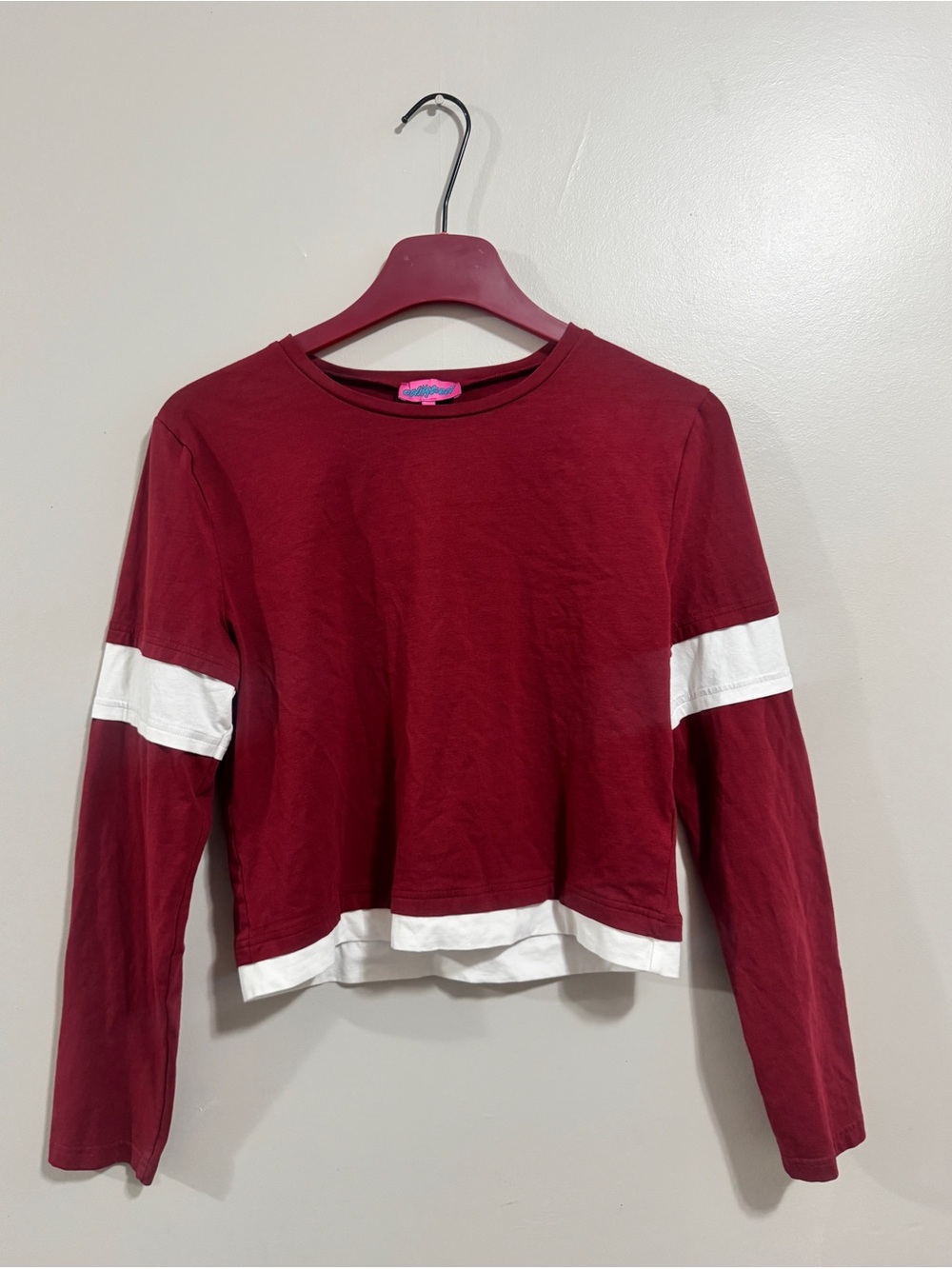Edikted Burgundy Red Layered Long Sleeve Top Y2K Inspired Trendy XL